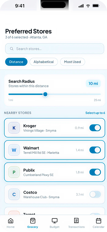 Allontas preferred stores screen